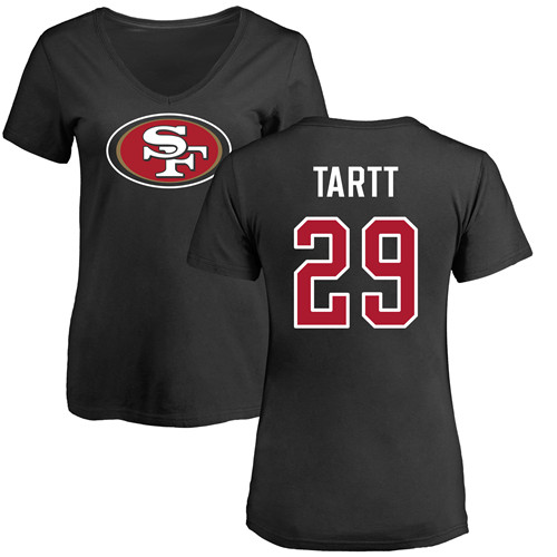 San Francisco 49ers Black Women Jaquiski Tartt Name and Number Logo #29 NFL T Shirt->women nfl jersey->Women Jersey